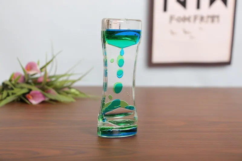 Mixed Color Liquid Hourglasses Creative Oil Drop Ladder Water Hourglass Motion Bubbler Timer Movement Sensory Office Table Decor