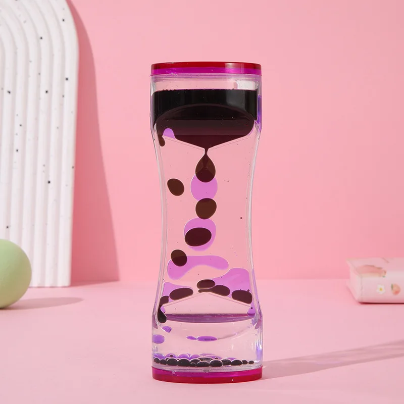 Mixed Color Liquid Hourglasses Creative Oil Drop Ladder Water Hourglass Motion Bubbler Timer Movement Sensory Office Table Decor