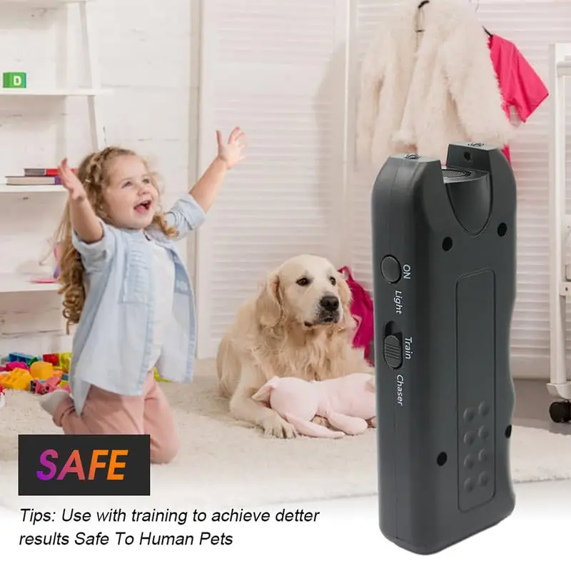 Dog Ultrasonic Repeller Pet Training Device Outdoor Deterrent Chaser Portable Anti-barking Device with LED to Repel Cats & Dogs