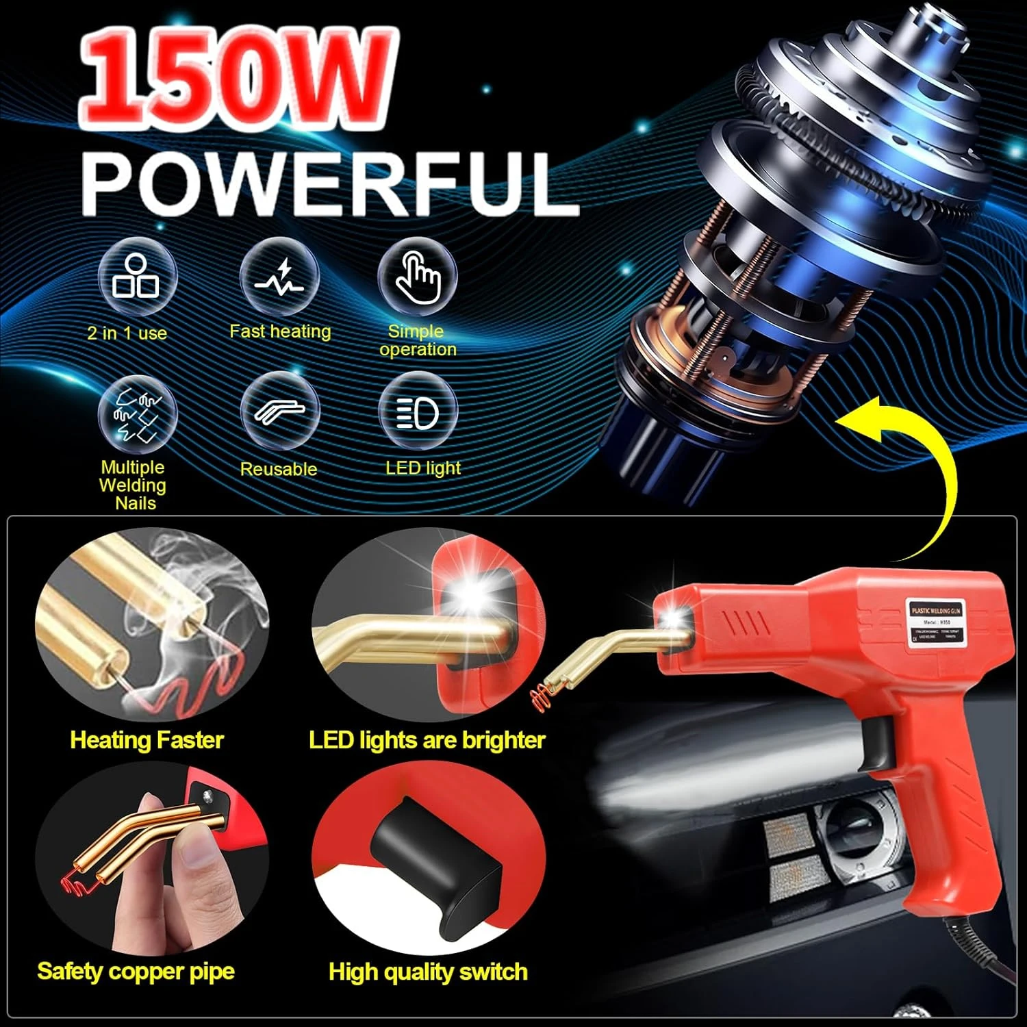 Plastic Welder Welding Machine Car Bumper Soldering Gun 4 Types Staples for Bumper/Kayak/Plastic Product Repairs