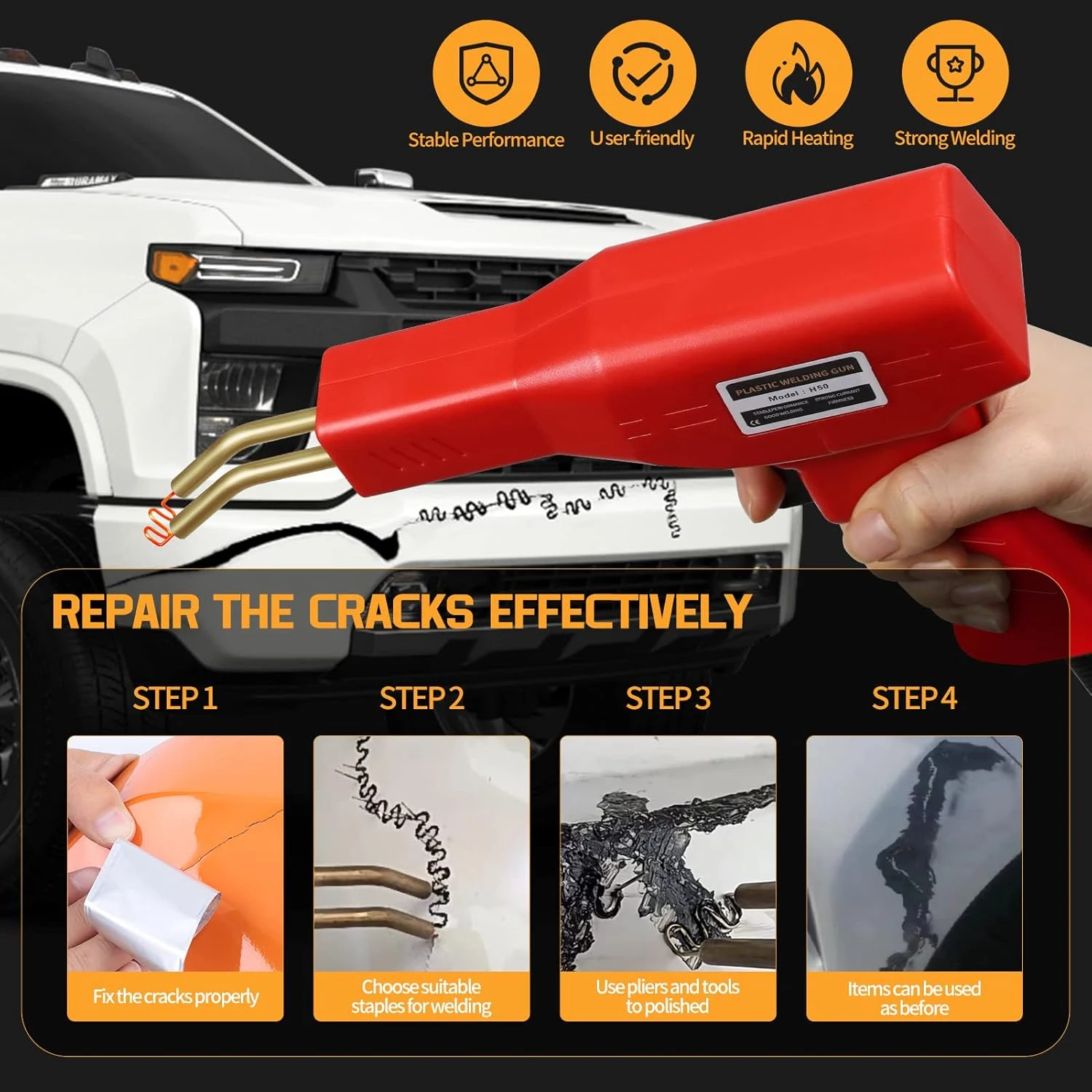 Plastic Welder Welding Machine Car Bumper Soldering Gun 4 Types Staples for Bumper/Kayak/Plastic Product Repairs
