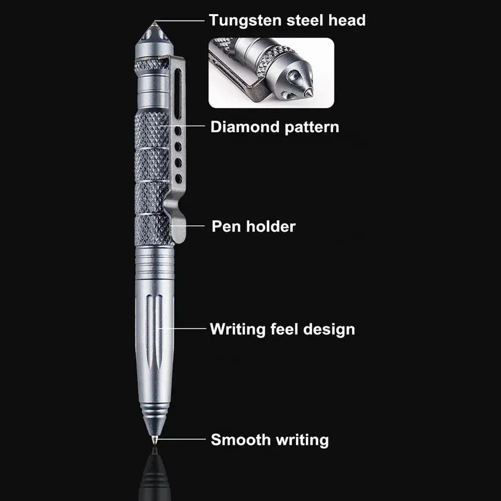 Military Tactical Pen Multifunction Aluminum Alloy Outdoor Camping Security Survival Tactical Tools Emergency Glass Breaker Pen