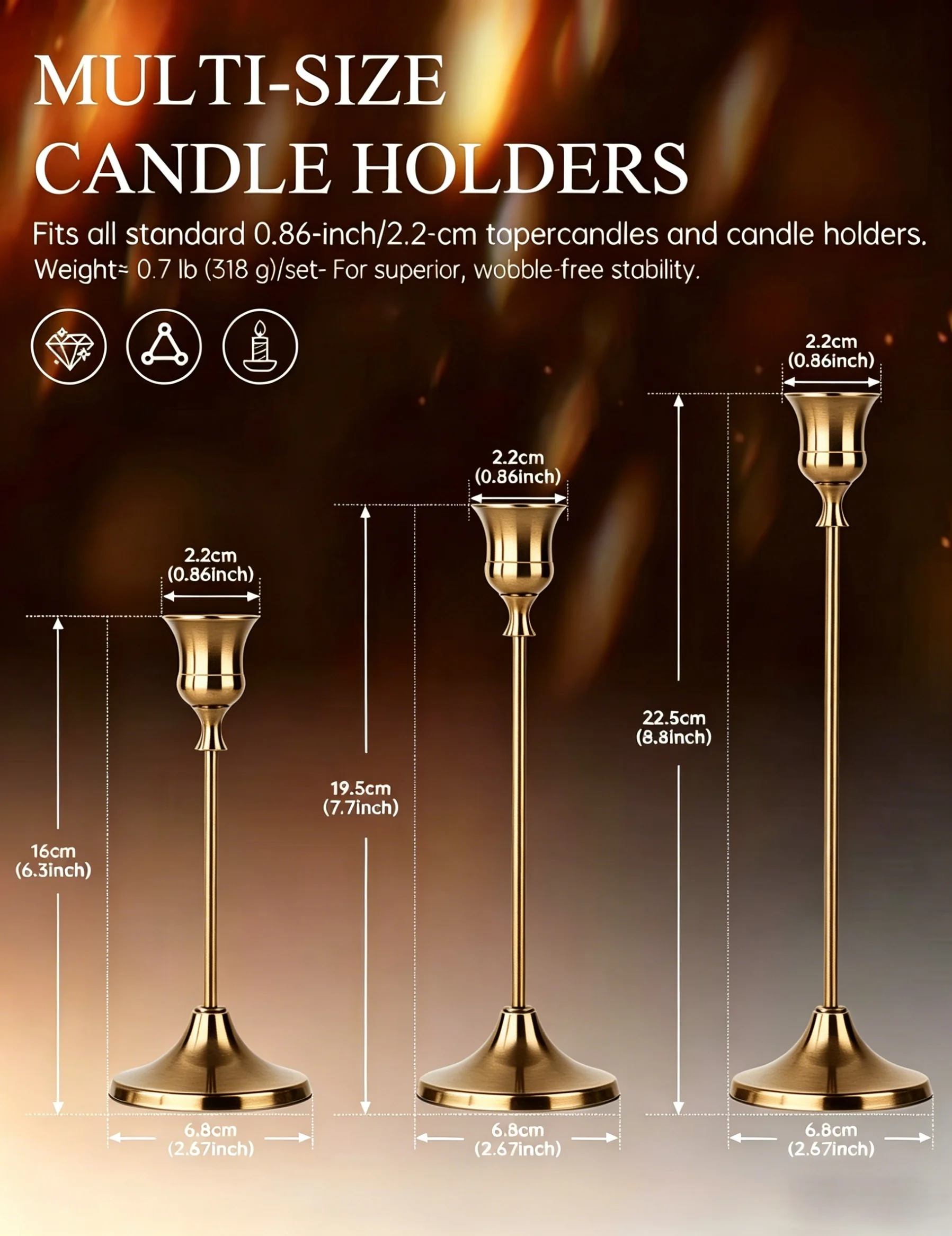 3pcs/set Candle Holders Vintage Candlestick for Party Wedding Decoration Anniversary Europe Style Old Ornaments for Home Hotel