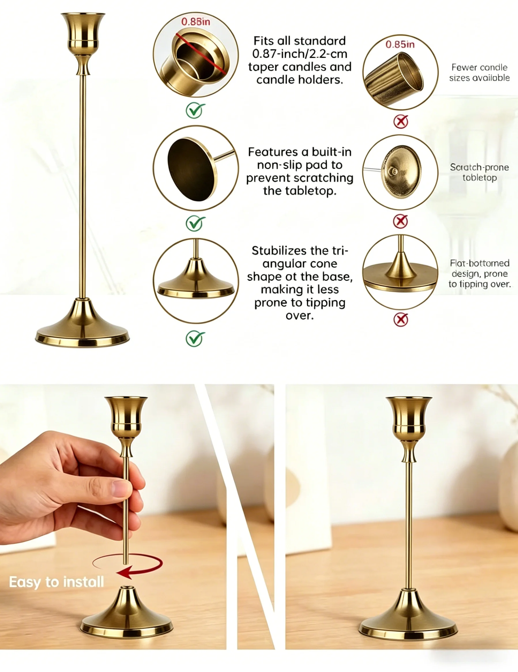 3pcs/set Candle Holders Vintage Candlestick for Party Wedding Decoration Anniversary Europe Style Old Ornaments for Home Hotel