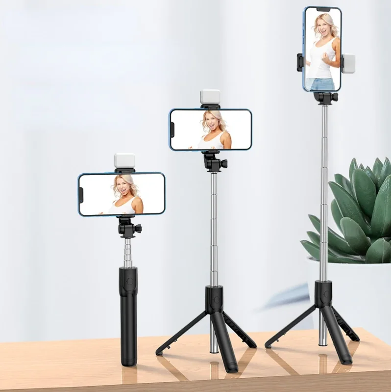 Cell Phone Selfie Stick Tripod Bluetooth Remote Wireless Selfi Stick Phone HolderStand with Beauty Fill Light for Phone