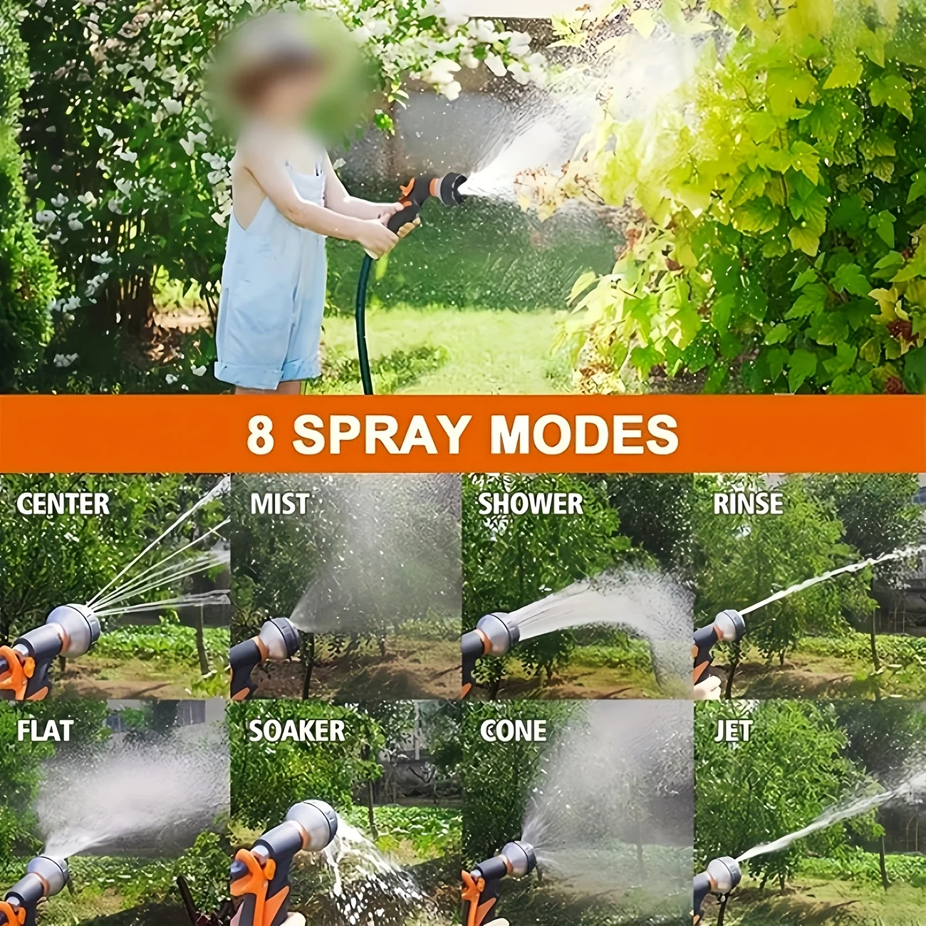 Watering Gun Garden 8 Modes High Pressure Sprayer Adjustable Irrigation Watering Nozzle for Plant Lawn Yard Watering Sprinkler