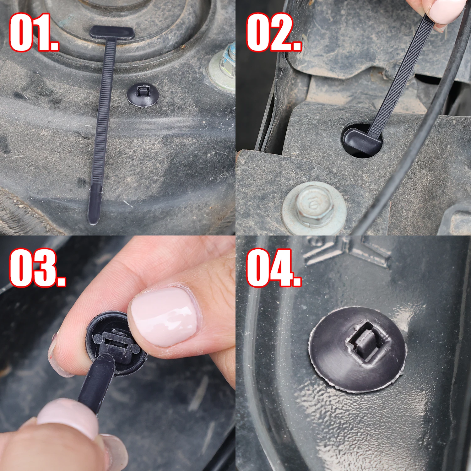 Nylon Push Mount Cable Tie Zip Fastener Auto Car Fender Engine Guard Underbody Retainer Clip Universal Wire Routing Strap Kit