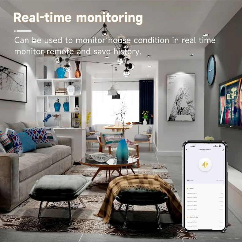 Tuya ZigBee Vibration Detector Smart Life App Monitor Remote Security Protection Zigbee Sensor Motion Shock Alarm Need Gateway