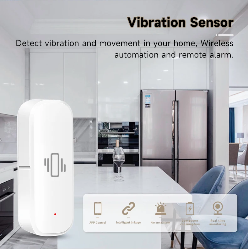 Tuya ZigBee Vibration Detector Smart Life App Monitor Remote Security Protection Zigbee Sensor Motion Shock Alarm Need Gateway