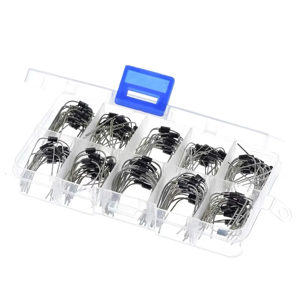 200Pcs 10 Values Rectifier Diode Assorted Kit 1N4001 1N4002 1N4003 1N4004 1N4005 1N4006 1N4007 1N5817 1N5818 1N5819 with Box