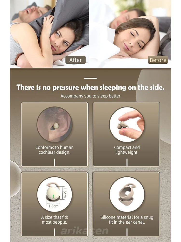Sleeping Earbuds Bluetooth Mini invisible Small Bluetooth Eraphones Mini Comfortable Noise Blocking for Side Sleeping Home Work