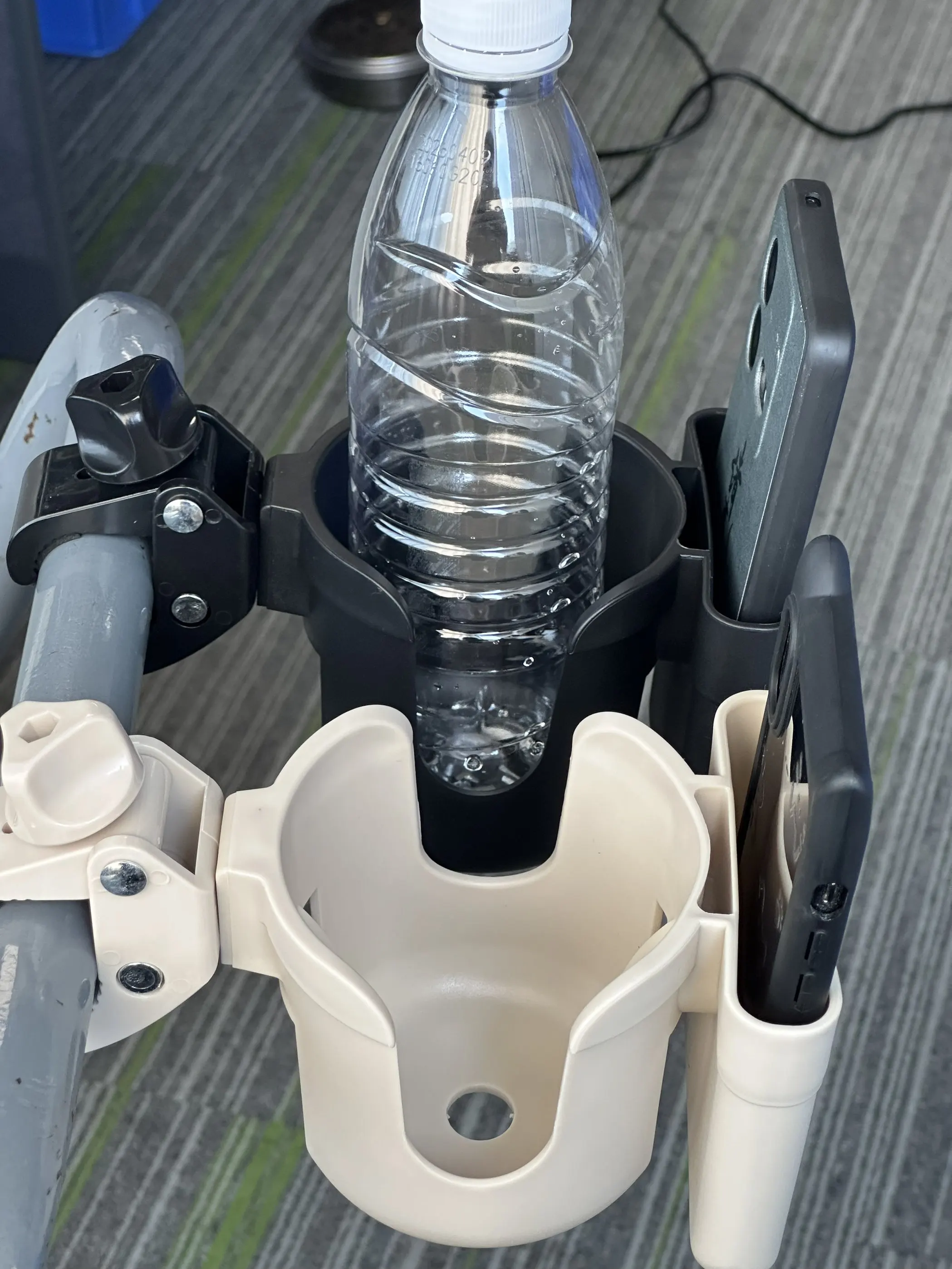 2-in-1 Universal Stroller Water Cup Holder With Phone Holder, Universal Bottle Holder For Wheelchair Stroller Accessories
