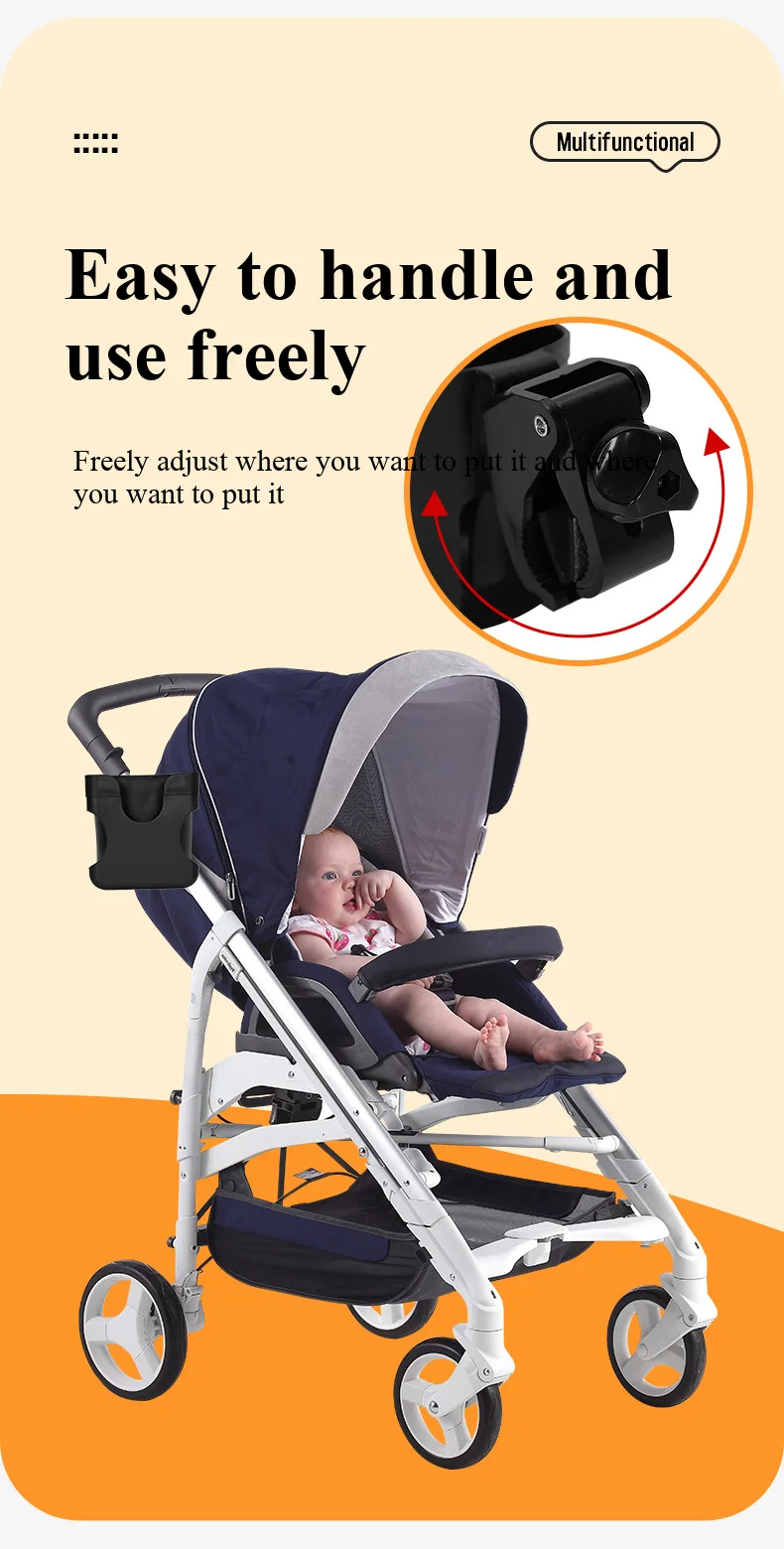 2-in-1 Universal Stroller Water Cup Holder With Phone Holder, Universal Bottle Holder For Wheelchair Stroller Accessories