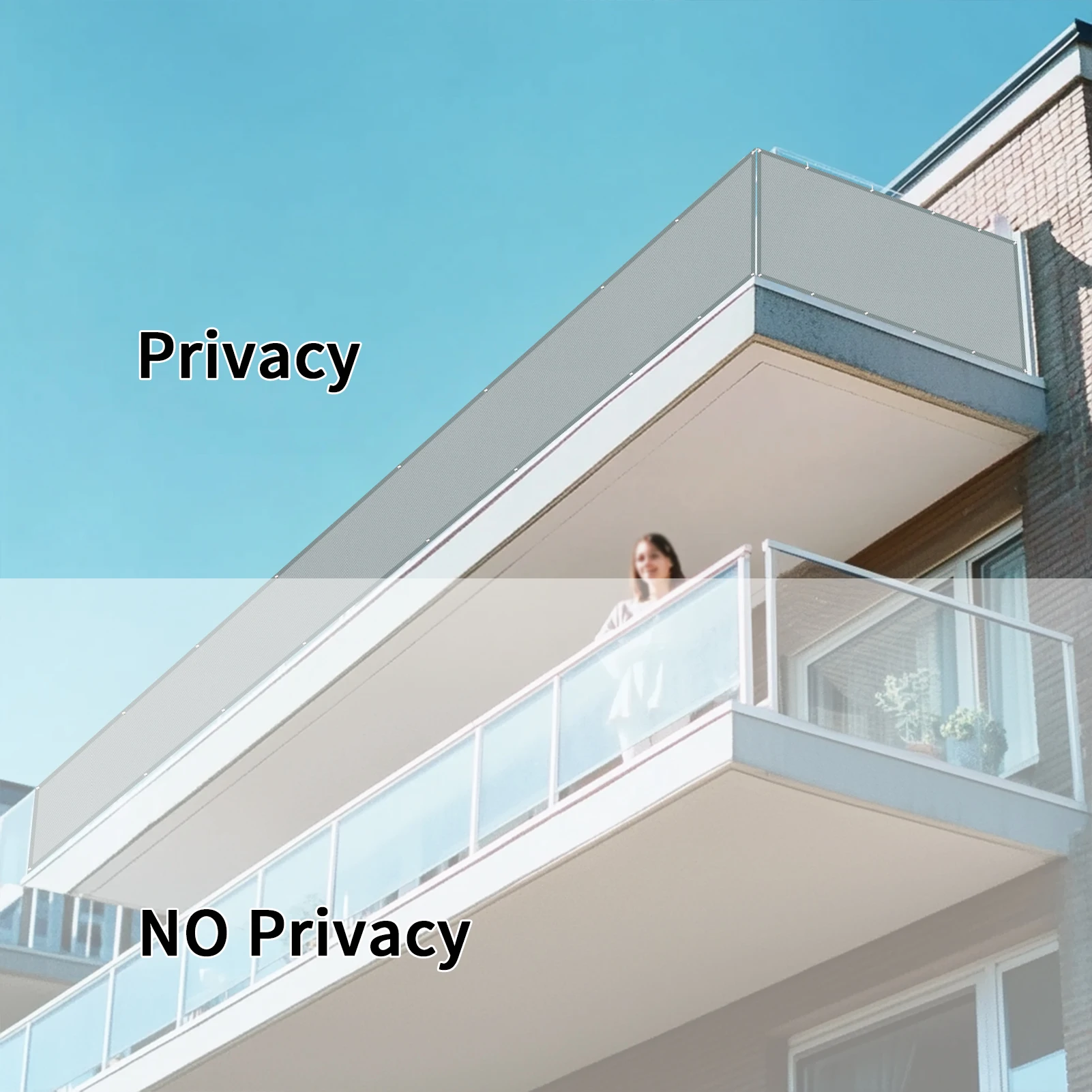 Waterproof Sun Shade Cloth for Outdoor Patio Pergola Shade Cover with Grommets Deck Shade Privacy Screen Balcony UV Protection