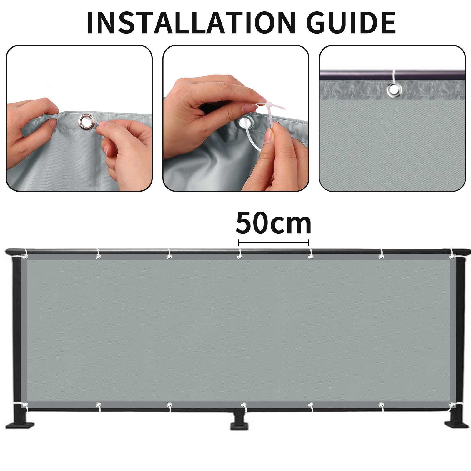 Waterproof Sun Shade Cloth for Outdoor Patio Pergola Shade Cover with Grommets Deck Shade Privacy Screen Balcony UV Protection