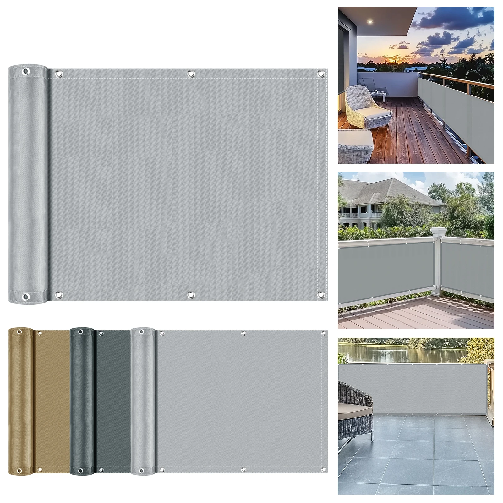 Waterproof Sun Shade Cloth for Outdoor Patio Pergola Shade Cover with Grommets Deck Shade Privacy Screen Balcony UV Protection