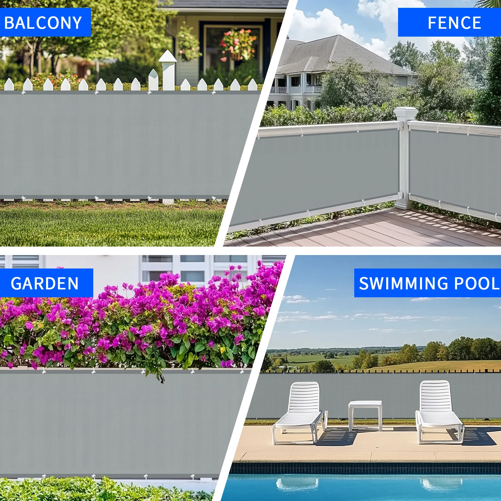 Waterproof Sun Shade Cloth for Outdoor Patio Pergola Shade Cover with Grommets Deck Shade Privacy Screen Balcony UV Protection