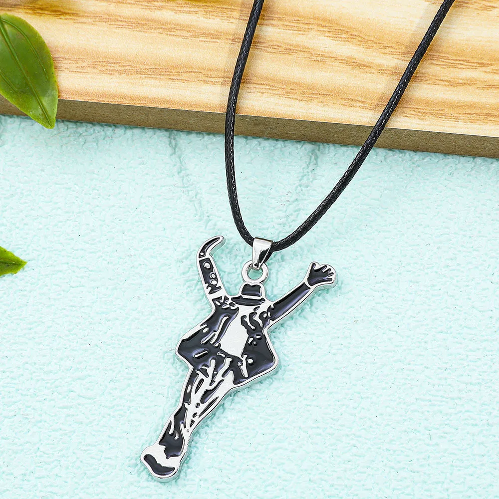 Classic Pop Star Singer Michael Necklace Dancing Jackson Enamel Pendant Necklace Fans Monumental Jewelry Accessories Gifts