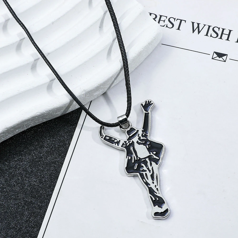 Classic Pop Star Singer Michael Necklace Dancing Jackson Enamel Pendant Necklace Fans Monumental Jewelry Accessories Gifts
