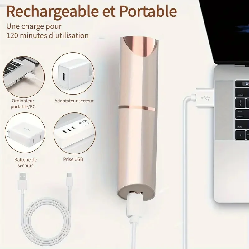 2-in-1 Facial and Eyebrow Trimmer, USB Charging Hair Removal Device, Women's Lipstick Shaver, Suitable for Face, Lips, and Body