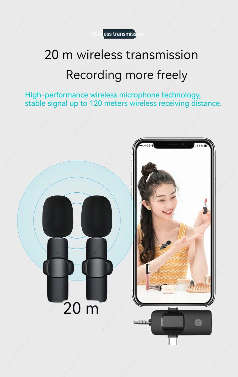 4 In 1 Wireless Lavalier Microphone 3.5mm Intelligent Noise-Reducing Mic For Iphone Android SLR Camera Loudspeaker Speake radio