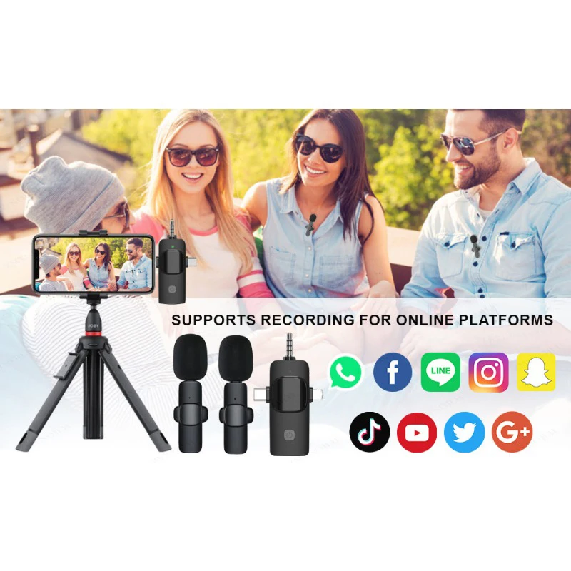 4 In 1 Wireless Lavalier Microphone 3.5mm Intelligent Noise-Reducing Mic For Iphone Android SLR Camera Loudspeaker Speake radio