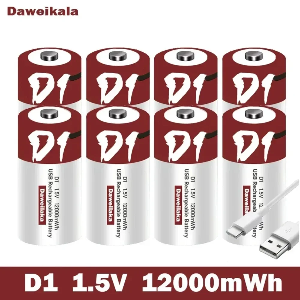 Rechargeable Lithium D Batteries LR20 1.5V D Size Cell Battery Replacement 12000mWh For Floodlight Toys Clocks Gas Stove