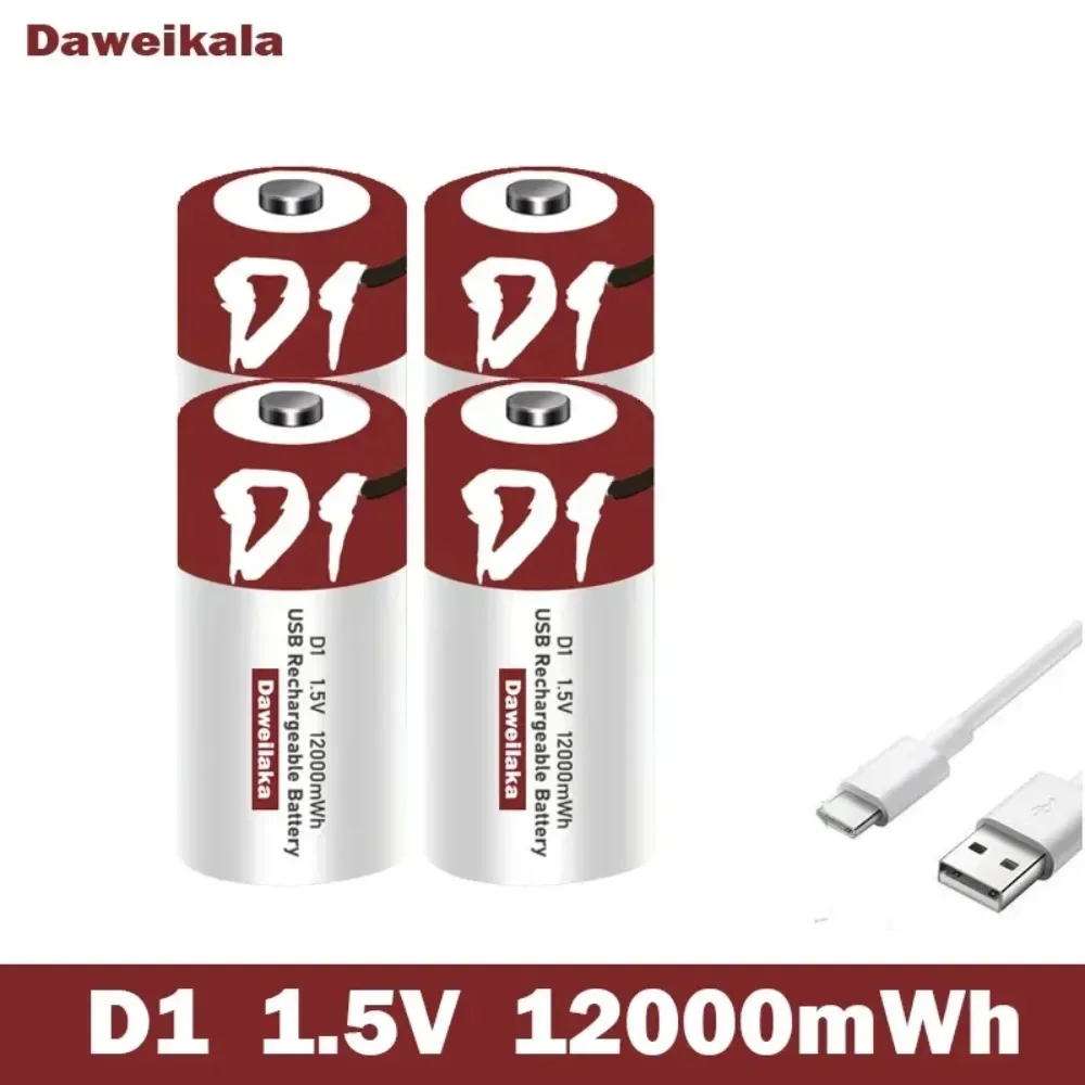 Rechargeable Lithium D Batteries LR20 1.5V D Size Cell Battery Replacement 12000mWh For Floodlight Toys Clocks Gas Stove