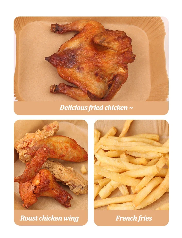 50-200Pcs Disposable Air Fryer Paper Rectangle Kitchen Baking Airfryer Mat Oilproof Micro-wave Barbecue Baking Paper Accessories