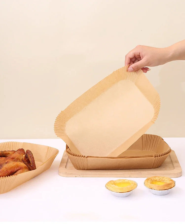 50-200Pcs Disposable Air Fryer Paper Rectangle Kitchen Baking Airfryer Mat Oilproof Micro-wave Barbecue Baking Paper Accessories