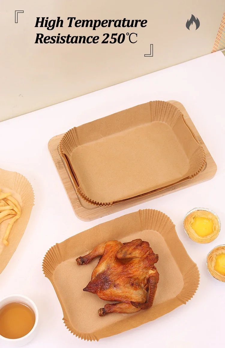 50-200Pcs Disposable Air Fryer Paper Rectangle Kitchen Baking Airfryer Mat Oilproof Micro-wave Barbecue Baking Paper Accessories
