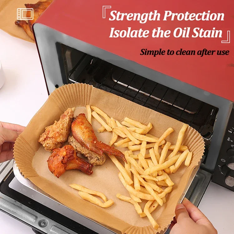 50-200Pcs Disposable Air Fryer Paper Rectangle Kitchen Baking Airfryer Mat Oilproof Micro-wave Barbecue Baking Paper Accessories