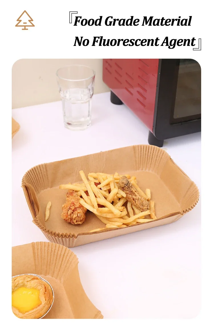 50-200Pcs Disposable Air Fryer Paper Rectangle Kitchen Baking Airfryer Mat Oilproof Micro-wave Barbecue Baking Paper Accessories