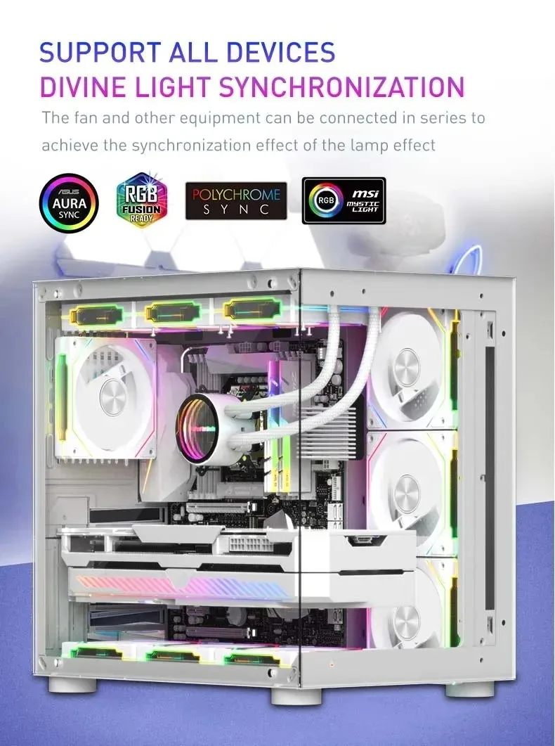 LDPCSJ Prism 5 Pro 120mm RGB Fan ARGB PC Case Ventiladores 4PIN PWM 5V-3PIN CPU Water Cooler Gaming PC Cooling Kit RGB Fans