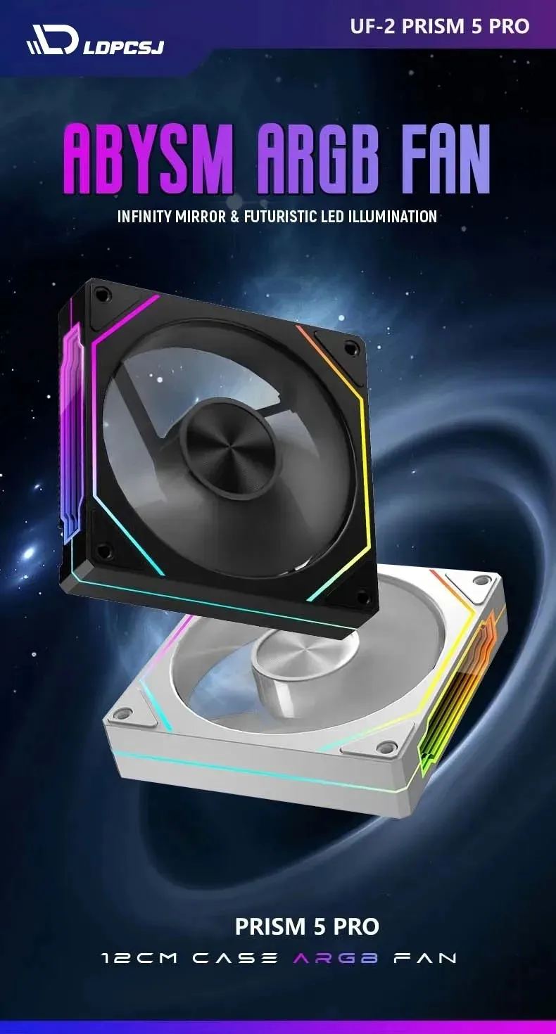 LDPCSJ Prism 5 Pro 120mm RGB Fan ARGB PC Case Ventiladores 4PIN PWM 5V-3PIN CPU Water Cooler Gaming PC Cooling Kit RGB Fans