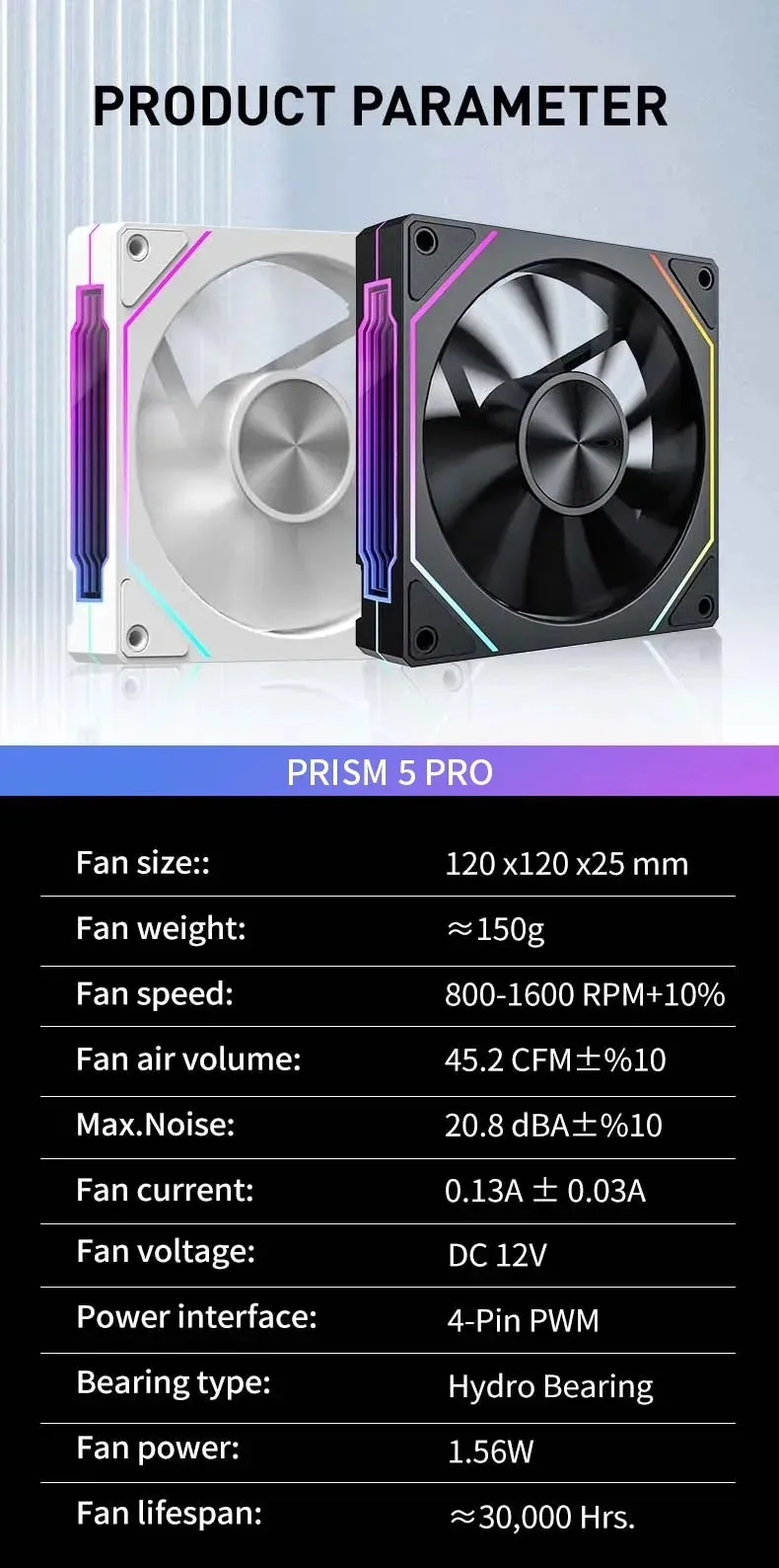 LDPCSJ Prism 5 Pro 120mm RGB Fan ARGB PC Case Ventiladores 4PIN PWM 5V-3PIN CPU Water Cooler Gaming PC Cooling Kit RGB Fans