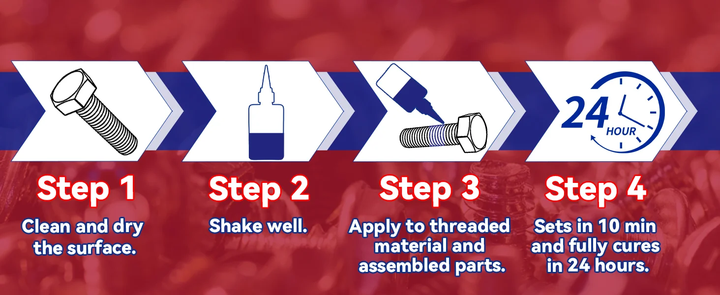 243-271 Medium to High Strength Thread Locking Agent, Thread Adhesive, Waterproof, Anti-Vibration, Anti-Corrosion, and Highly Stable