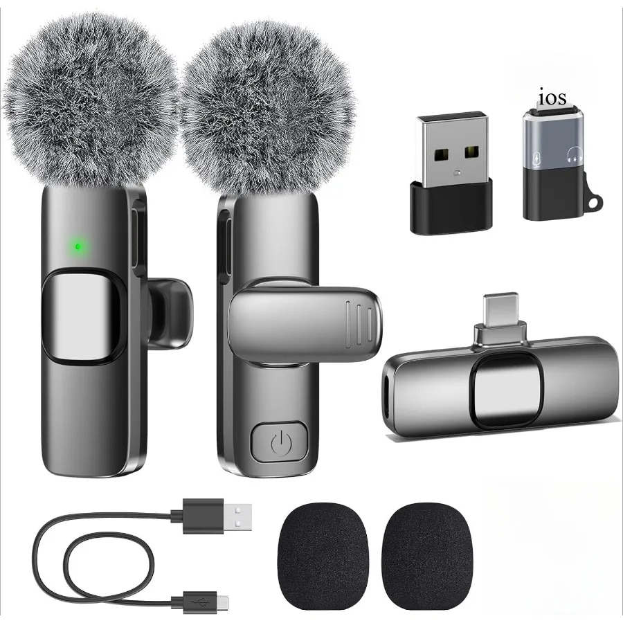 Mini Wireless Lavalier Microphone for Android Lapel Lav Mic with Noise Reduction For Vlog YouTube TikTok Audio Video Recording