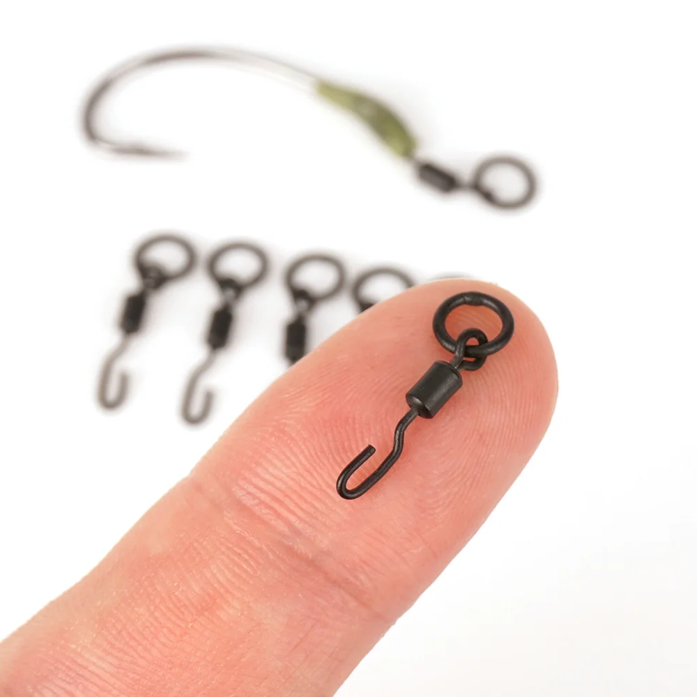 Hirisi AE008 20/40Pcs Carp Fishing Swivels Snaps Solid Ring Quick Change Connector Terminal Tackle Accessories for Coarse