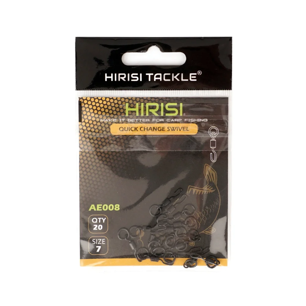 Hirisi AE008 20/40Pcs Carp Fishing Swivels Snaps Solid Ring Quick Change Connector Terminal Tackle Accessories for Coarse