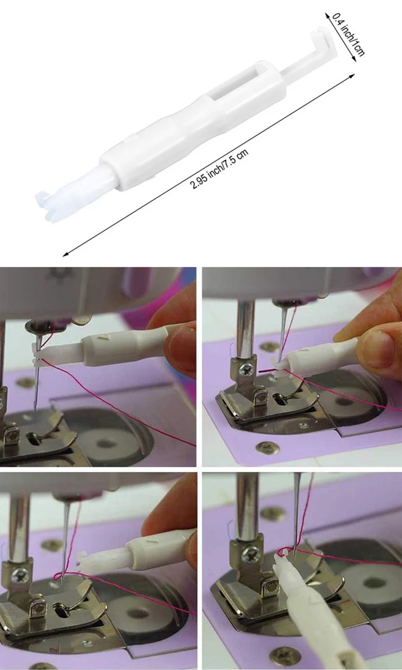 Sewing Needle Inserter Automatic Needle Threader Bodkin Threading Tool For Sewing Machine Holds Firmly Blue White