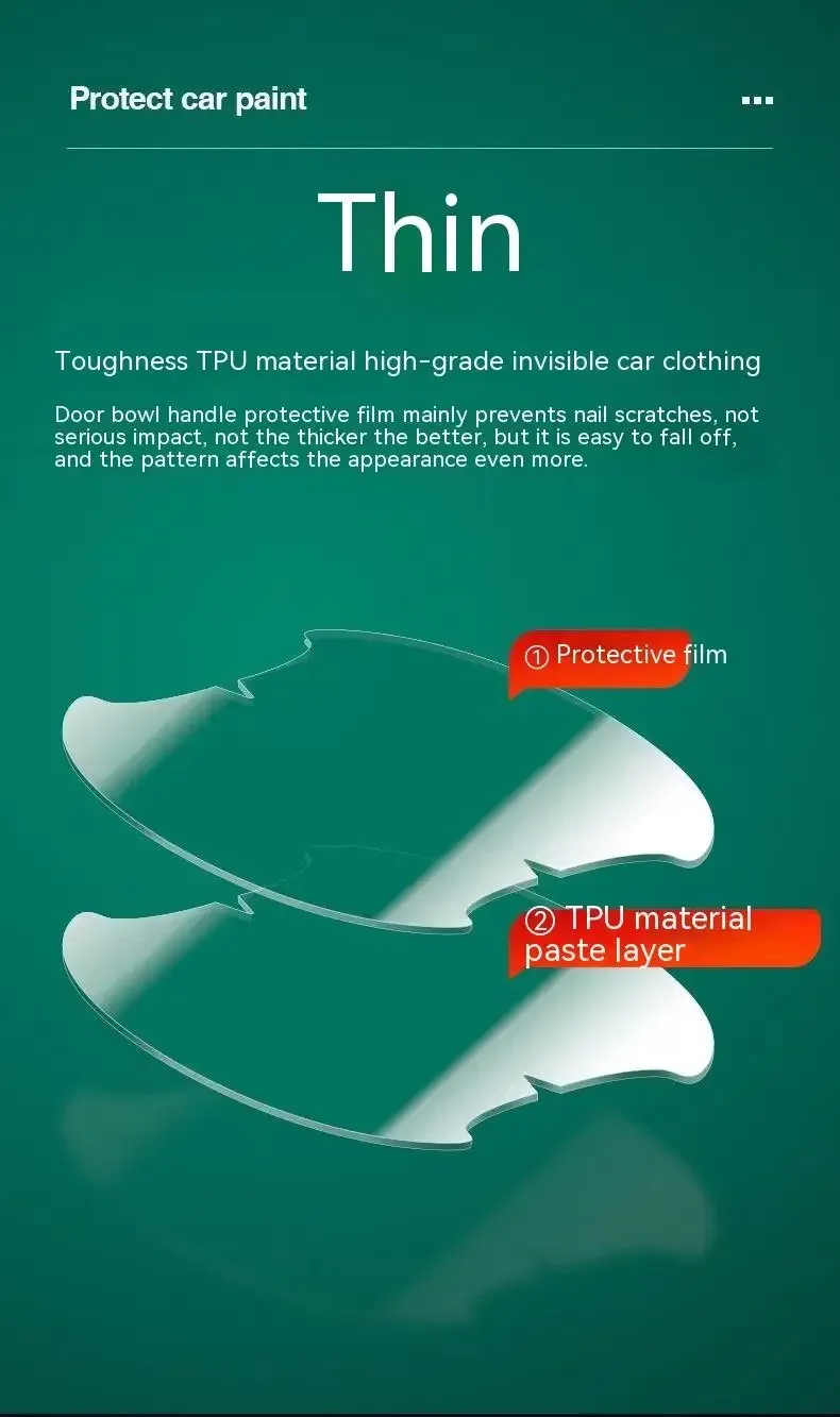 Car Door Handle Protective Sticker Wear Resistant Scratch Resistant Transparent Protective Strip TPU Door Bowl Protective Stick