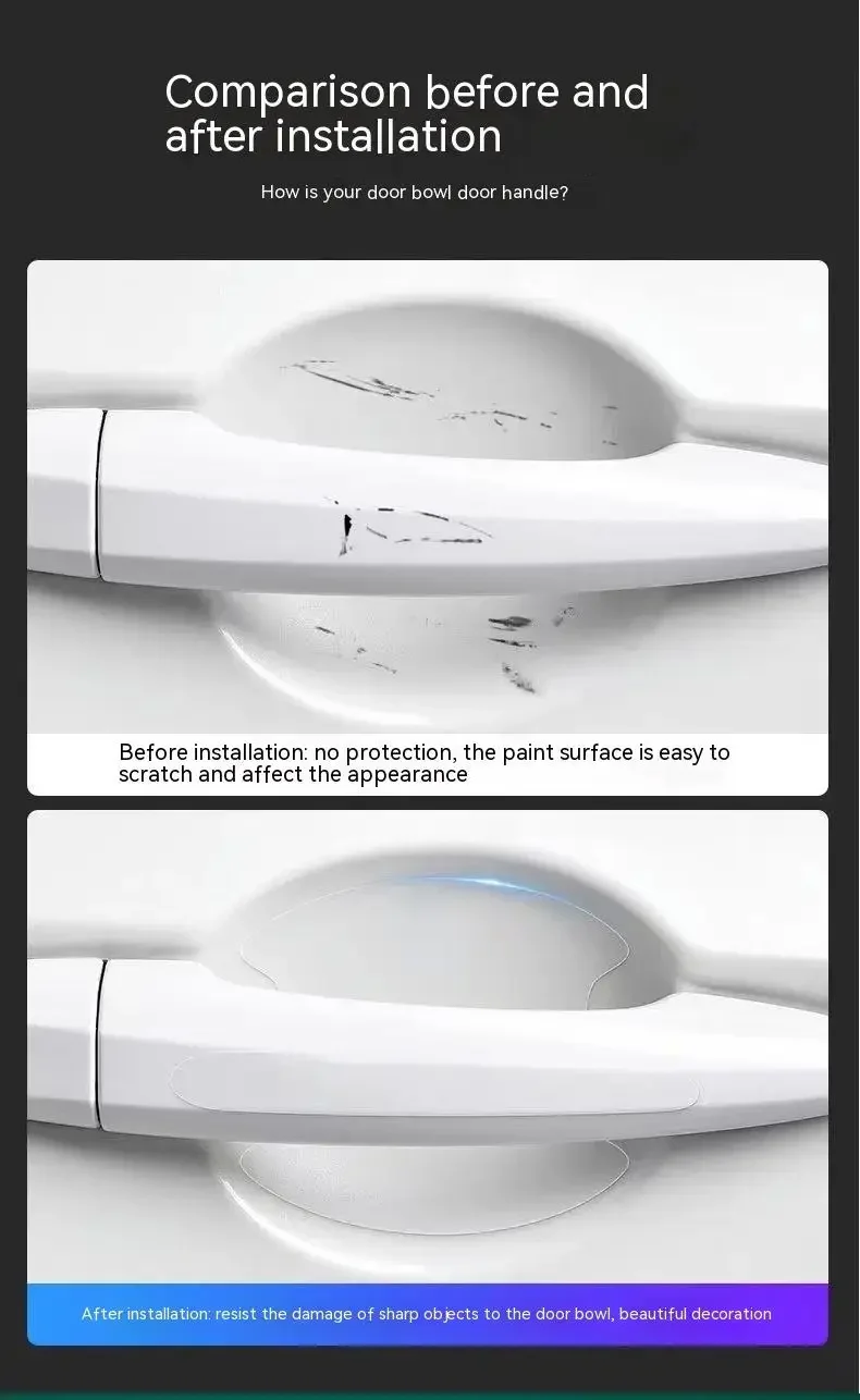 Car Door Handle Protective Sticker Wear Resistant Scratch Resistant Transparent Protective Strip TPU Door Bowl Protective Stick