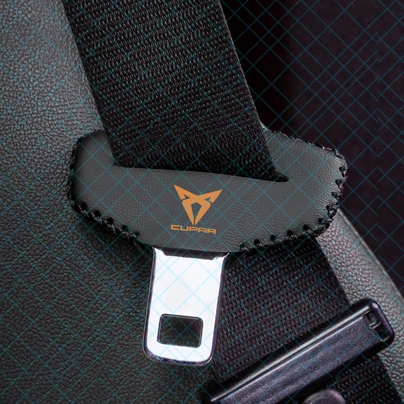 New Car Safety Belt Plug Leather Protector Covers For Cupra Raval Born Leon Formentor Ateca Terramar Car Accessories valve core