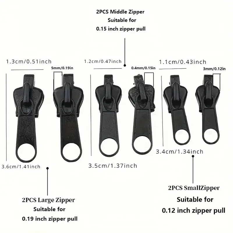 3 Sizes Universal Instant Fix Zipper Repair Kit Replacement Zip Slider Teeth Rescue Sewing Clothes Bag Zippers Tool Accessories
