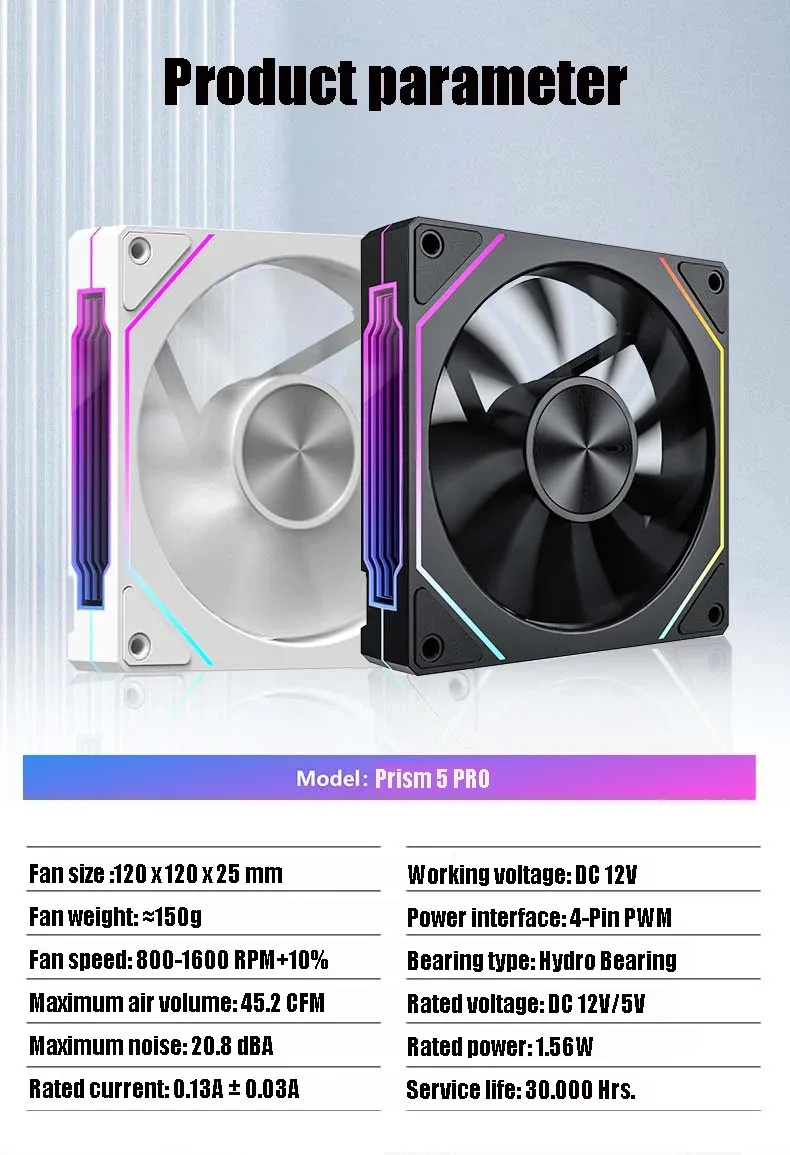 LDPCSJ Prism 4RS 120mm ARGB PC Case Fan with Infinity Mirror Design Motherboard Sync 4PIN PWM CPU Cooler Ventilador