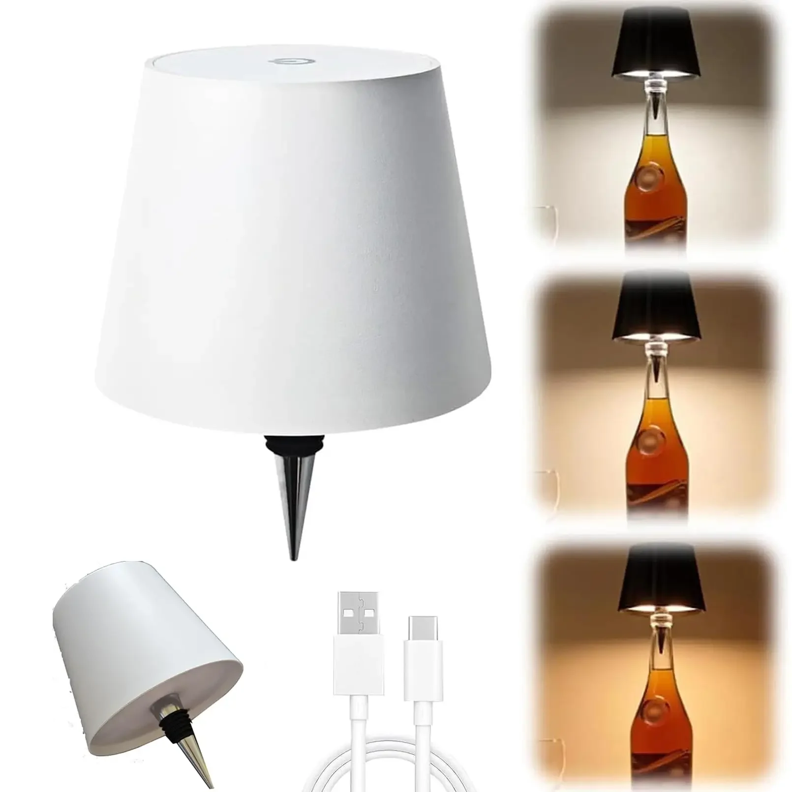 LED Wireless Bottle Shape Table Lamp Touch Dimmable 3 Colors Night Light for Bar Wine Decor Desk Lamp