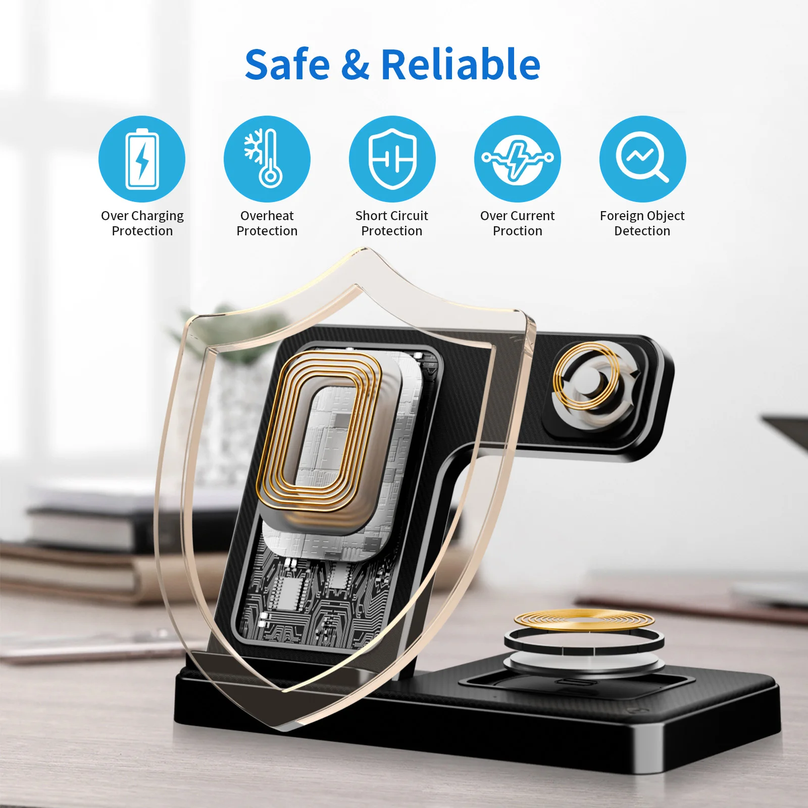 3 In 1 Wireless Charging Station Magnetic Fast Charging 18W Foldable For IPhone 16 15 14 13 12 Pro/Pro Max/Plus/Watch & Airpods