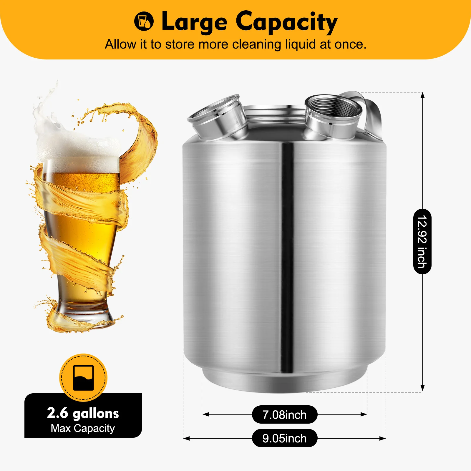 Portable 2.6-gallon Beer Cleaning Keg Draft Beer Machines Milk Tea Machines Anti-leakage Beer Line Cleaning Kit