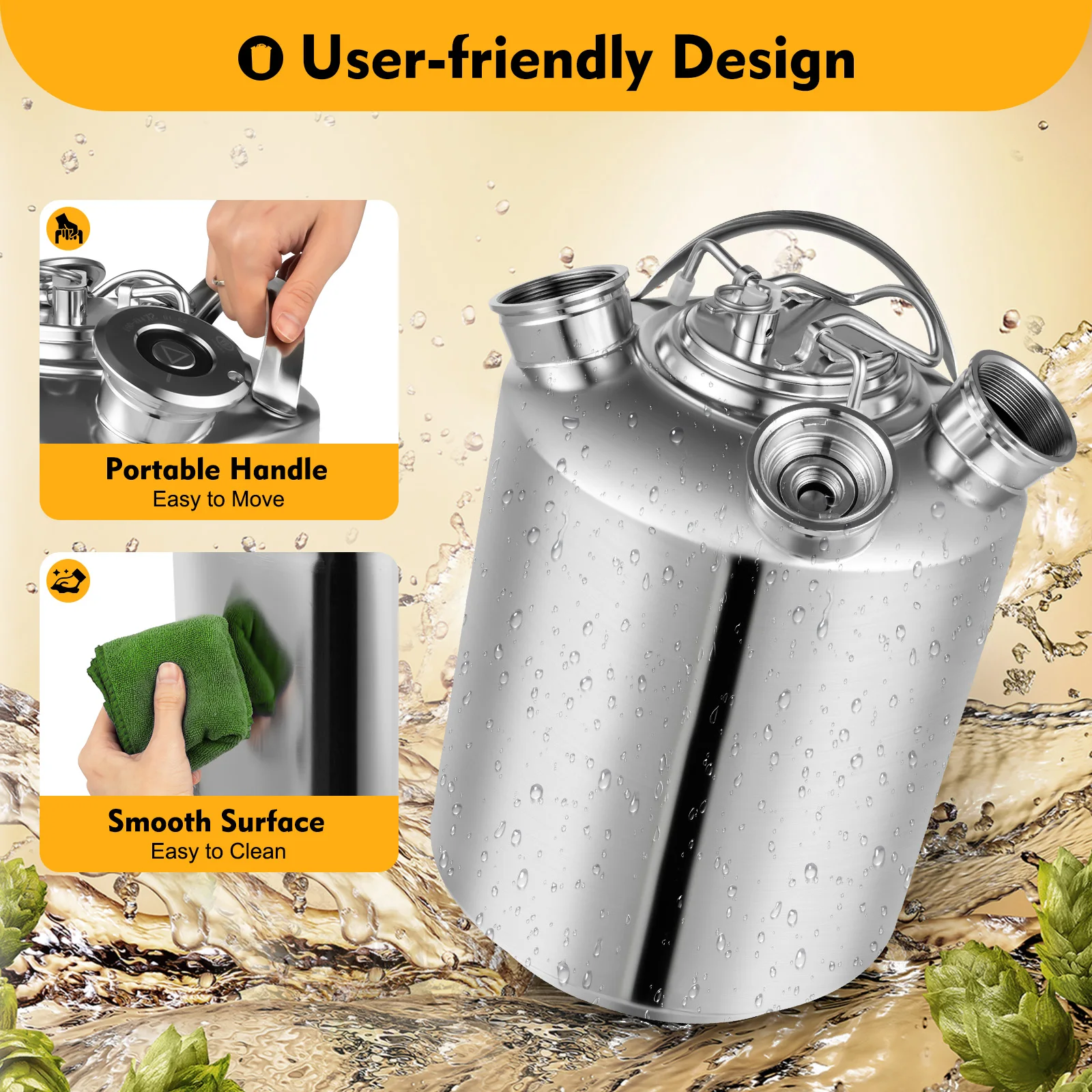 Portable 2.6-gallon Beer Cleaning Keg Draft Beer Machines Milk Tea Machines Anti-leakage Beer Line Cleaning Kit